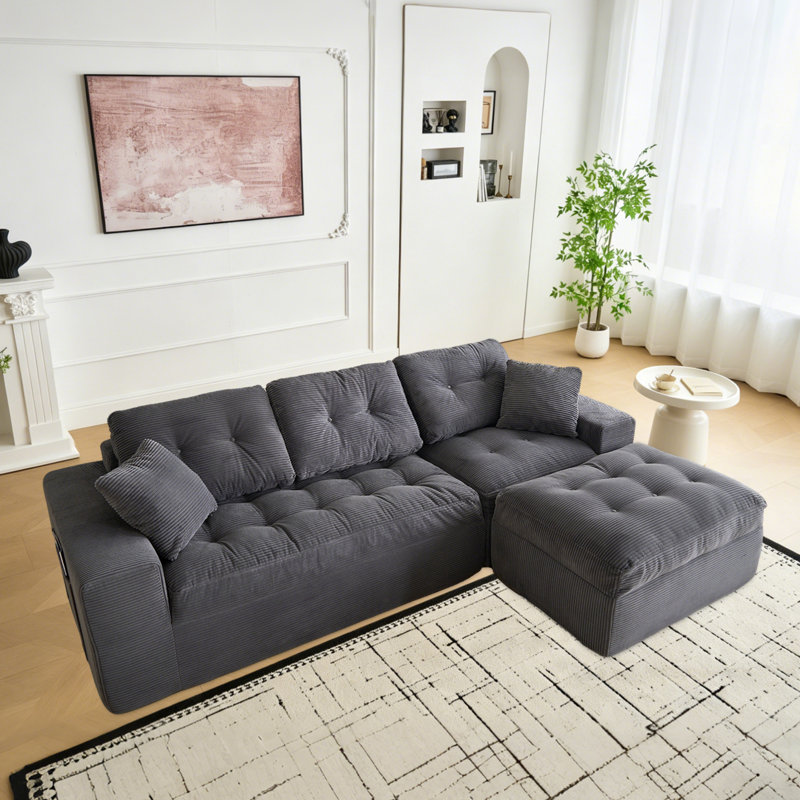 Canapé modulaire avec repose-pieds CloudInspired Comfort LShaped, gray