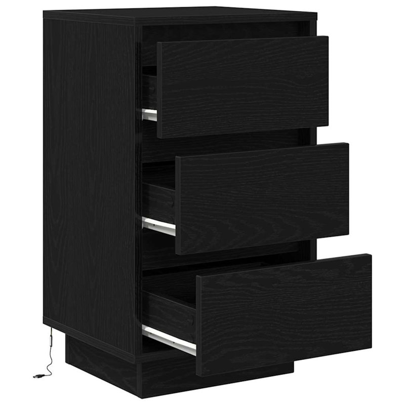 Davayah 38cm W Manufactured Wood Bedside Table, Black