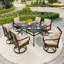 Ensemble repas pour 6 personnes avec parasol (optionnel) et 6 chaises pivotantes Bjartmar-420879953-420879966