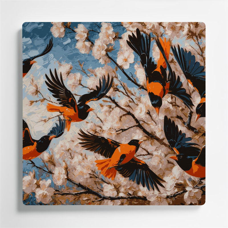 Oiseaux, art mural gris Oriole de Baltimore, H 144 po x l 144 po x P 0,05 po