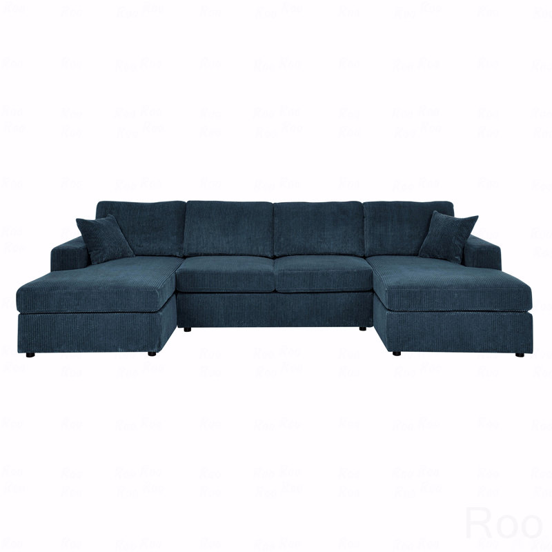 Canapé modulaire Basic, chaise longue en velours côtelé 3 pièces