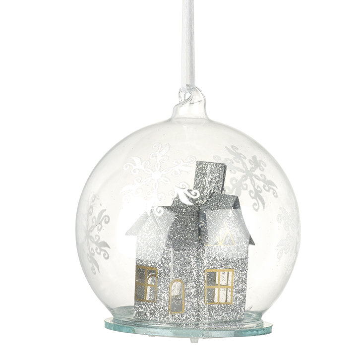 9cm Glass Lighted Ball Ornament