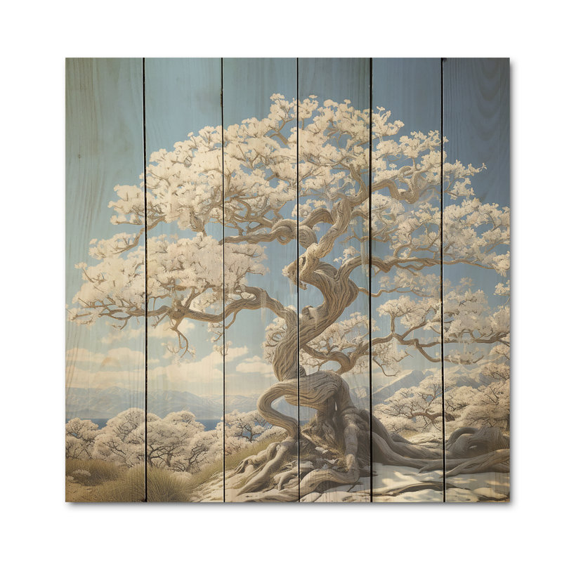 Bonsai Maple Tree I - Tree Maple Wood Art On Natural Pine Wood, 25" H x 25" W