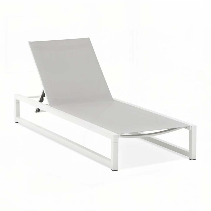 Chaise longue d'extérieur avec structure en aluminium durable réglable à 5 niveaux et filet en textilène