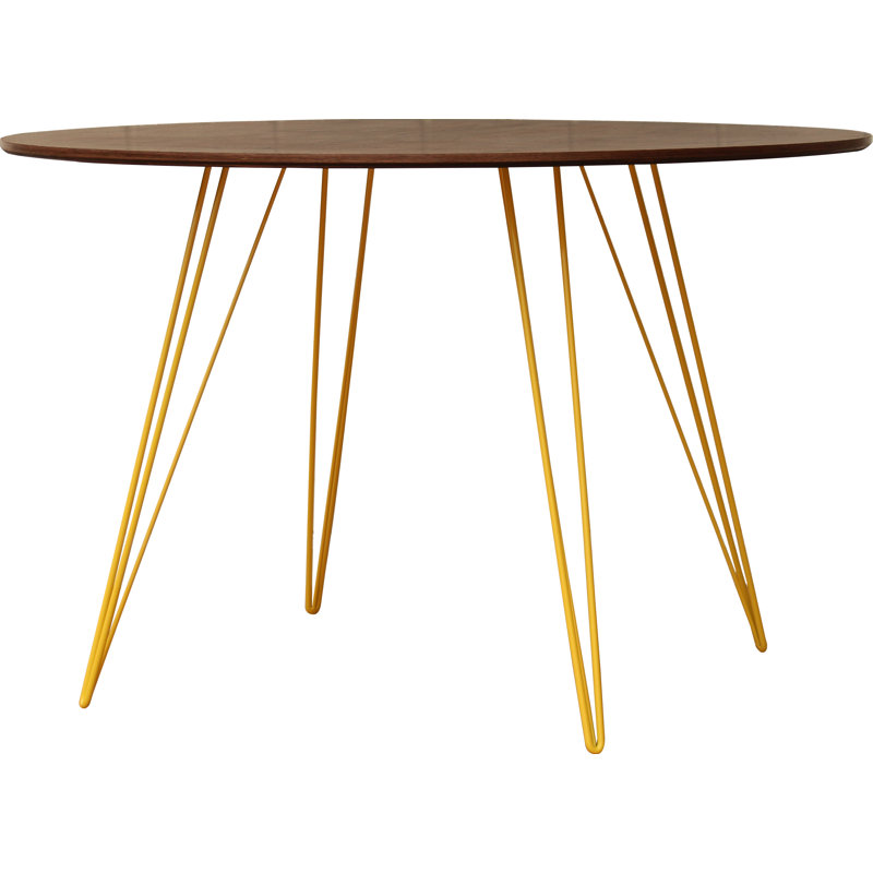 Table de salle à manger Williams, Jaune, H 30 po x L 46 po x l 46 po, Noyer