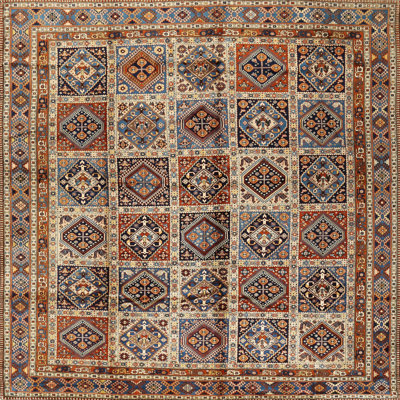Tapis oriental orange / bleu