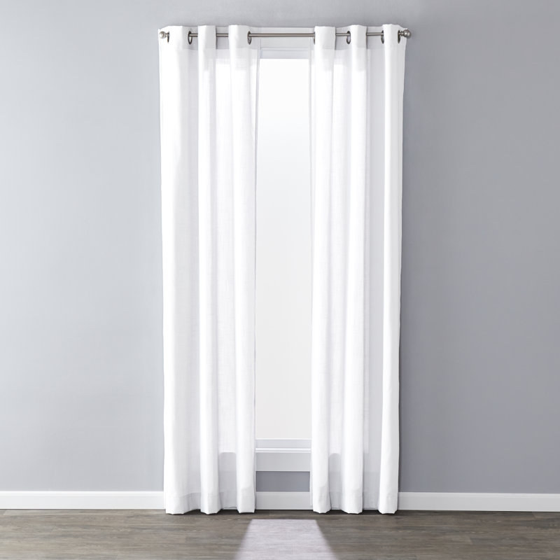 Nome Semi Sheer Curtain Single Panel, White, 40" W x 108" L