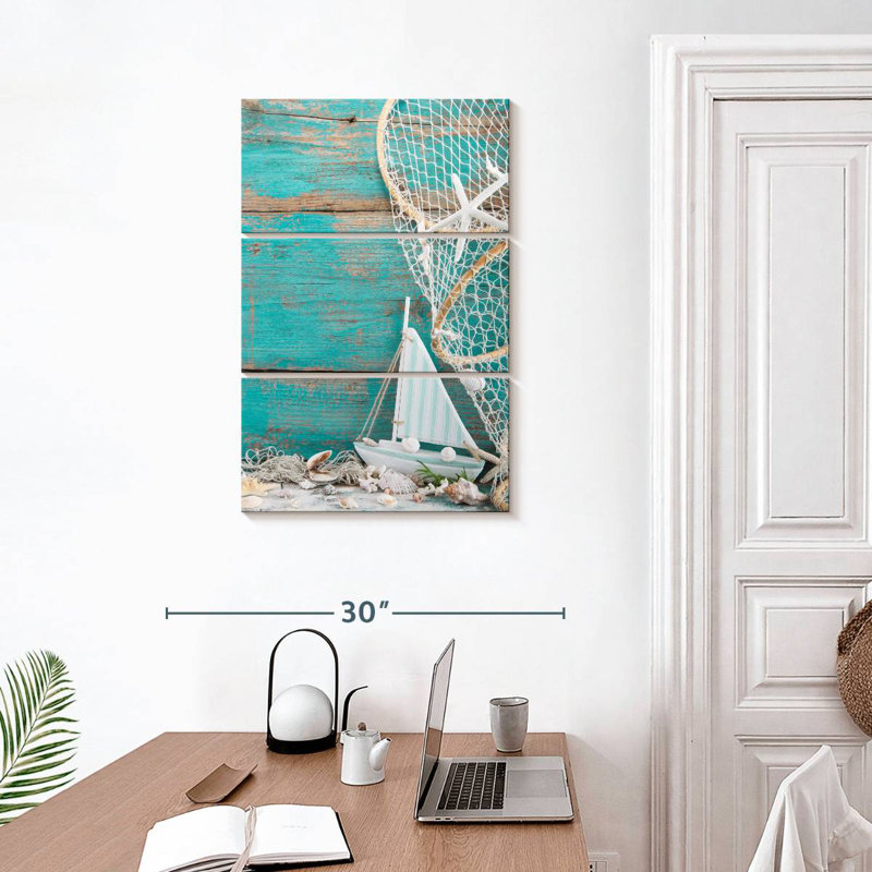 Aletra Seashells And Sailboat, 32" H x 20" W