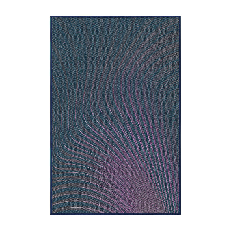 Tapis abstrait en laine rose / bleu marine, Rectangle 2 pi x 3 pi