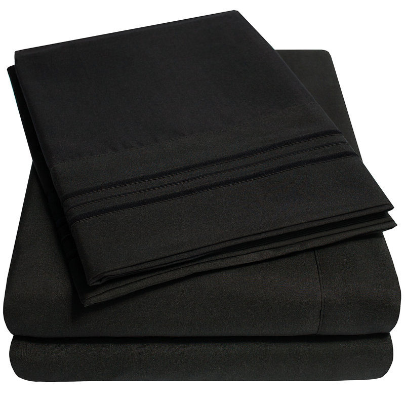 Black Twin Extra Deep Pocket Microfiber Sheet Set