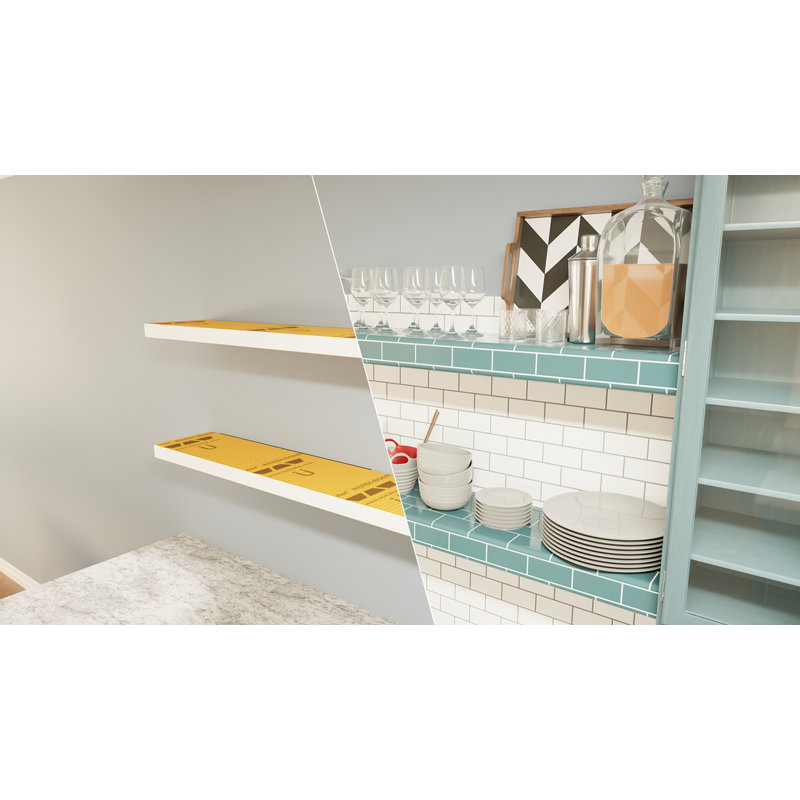 36in. × 8in. × 2in. Ready-to-Tile Free Floating Shelf with Orange  Board, 2" H x 36" W x 8" D