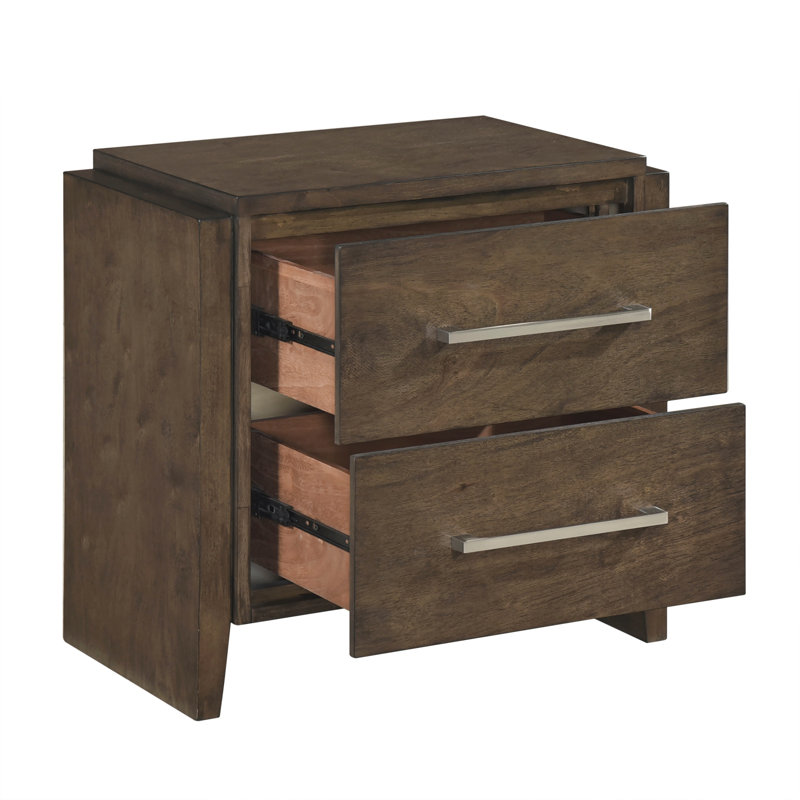 Table de chevet en bois d'hévéa massif 2 pièces