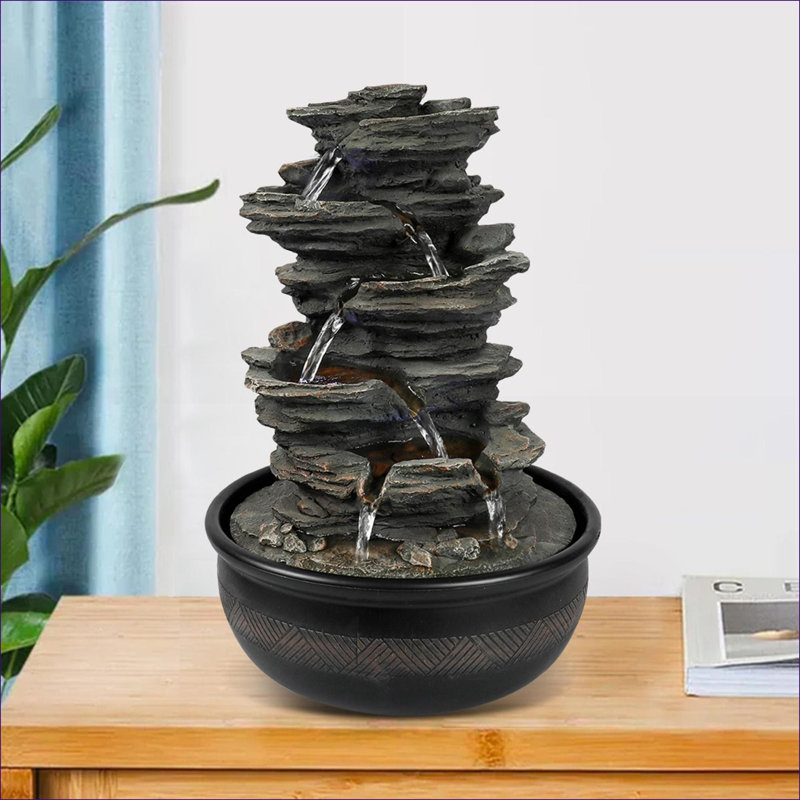 Fontaines | Fontaine d'intérieur de table 15,7 "de haut avec lumières DEL, pour décor de bureau, Fuentes | Cascada | DEL Luces | Résine | Cascade
