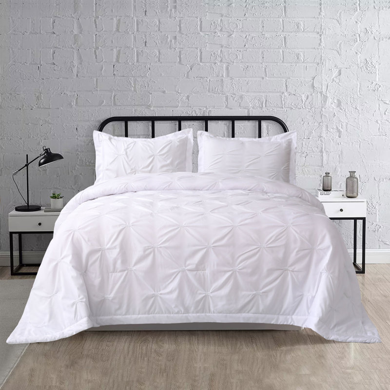 Lapham Solid Colour Bedspread with Pillowcases, 240 x 250 cm Bedspread - 2 Pillowcases, White