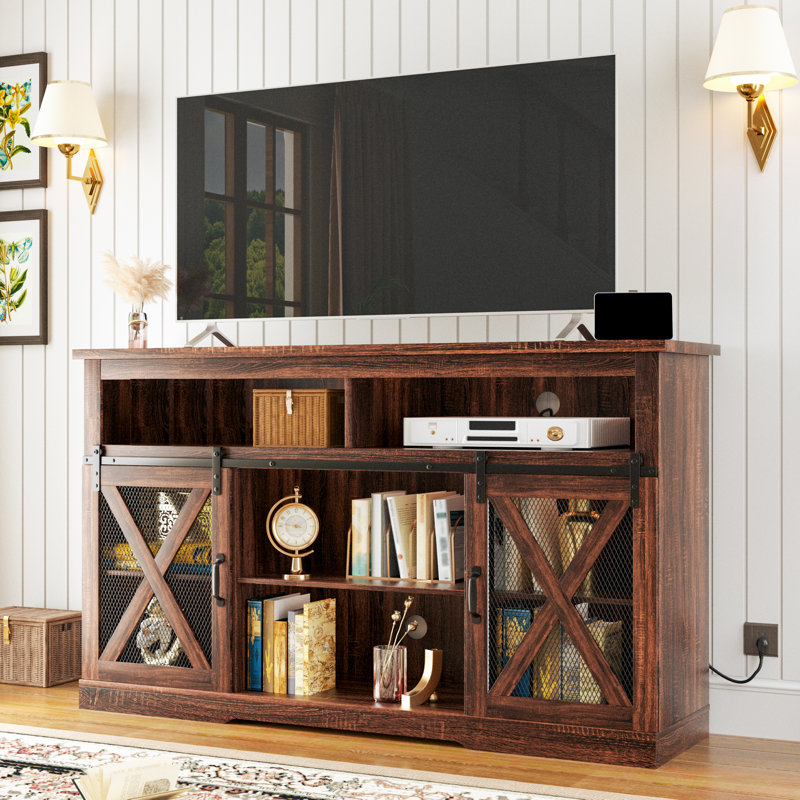 Farmhouse Tv Stand For 65 Inch Tv, Brown