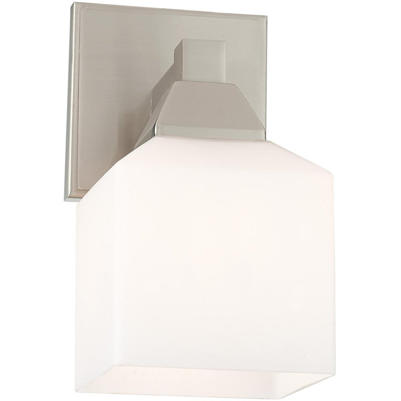 4.75in 1-Light Wall Sconce, White Glass Shade - Stylish and Elegant Fixture, Brushed Nickel