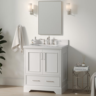 31'' Single Bathroom Vanity with White Quartz Top