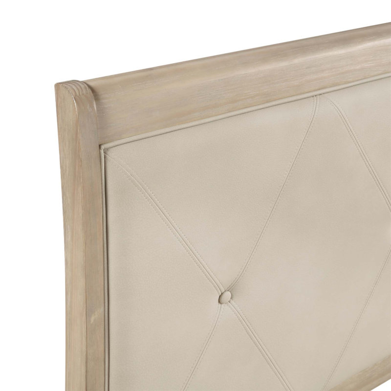 Lit de style campagnard classique avec tête de lit tapissier capitonnée et cadre en bois durable pour une élégance intemporelle