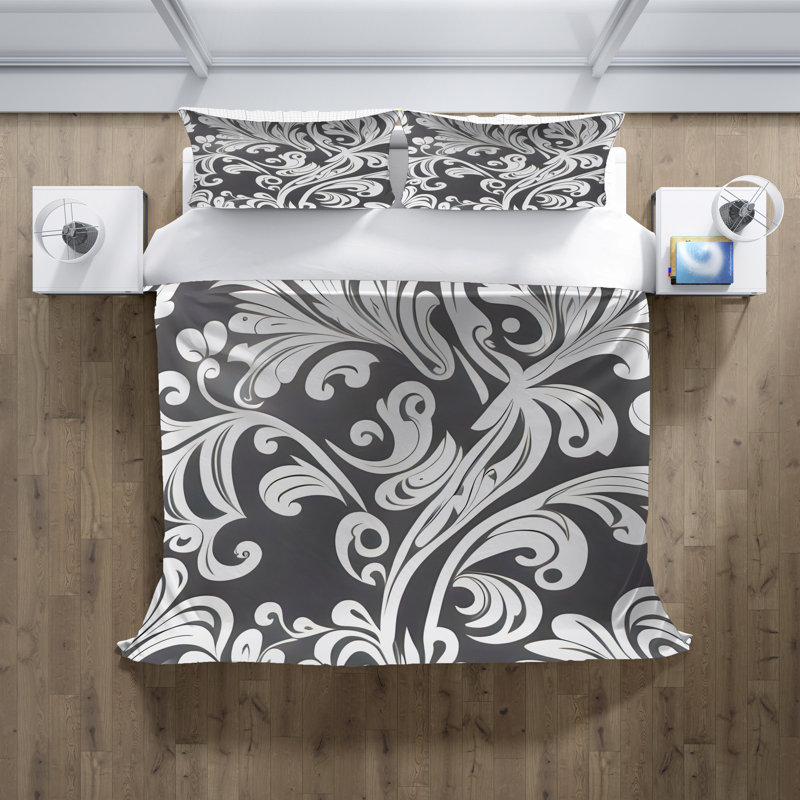 Polyester Floral Duvet Cover, King Duvet Cover + 2 King Shams