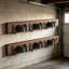Porte-balai mural et porte-serpillière avec 3 fentes et 4 crochets, ensemble de 2 outils en bois rustique pour garde-manger, garde-robe, buanderie et rangement dans le garage