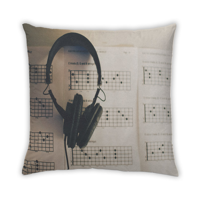 Coussin Music Notes, Microsuède