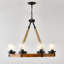 Lustre 8 roues rustique en forme de roue de chariot, luminaire suspendu en bois 31 po avec abat-jour en verre bullé, lustres industriels pour la salle à manger Hall d'entrée de l'Island (cadre en bois massif d'une seule pièce) -Aucune ampoule incluse