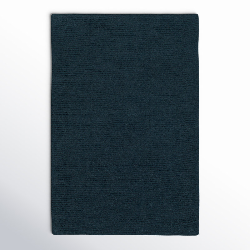 Tapis bleu foncé en laine Crowe, Rectangle 8 pi x 11 pi