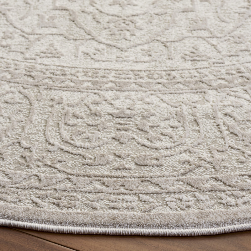 Reflection Traditional Area Rug In Creme / Ivory, Round 201 cm