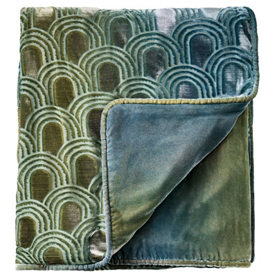 Endless Basil Throw with Velvet Back and Cording