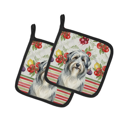 Bearded Collie Vegetables Pair of Pot Holders