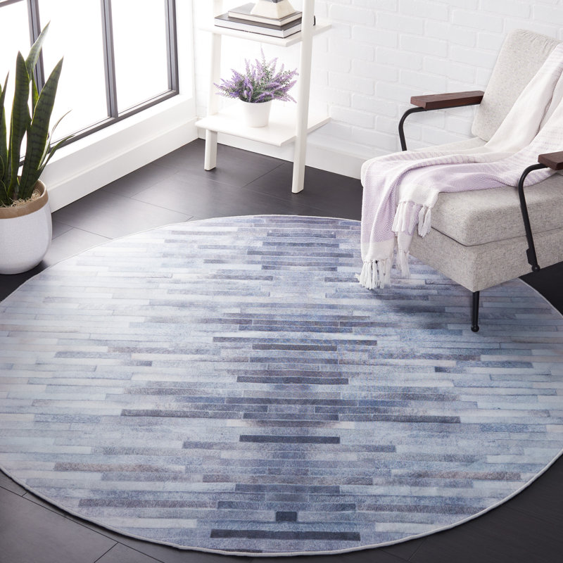 Faux Hide Rimon Machine Washable Area Rug In Grey, Round 183 cm