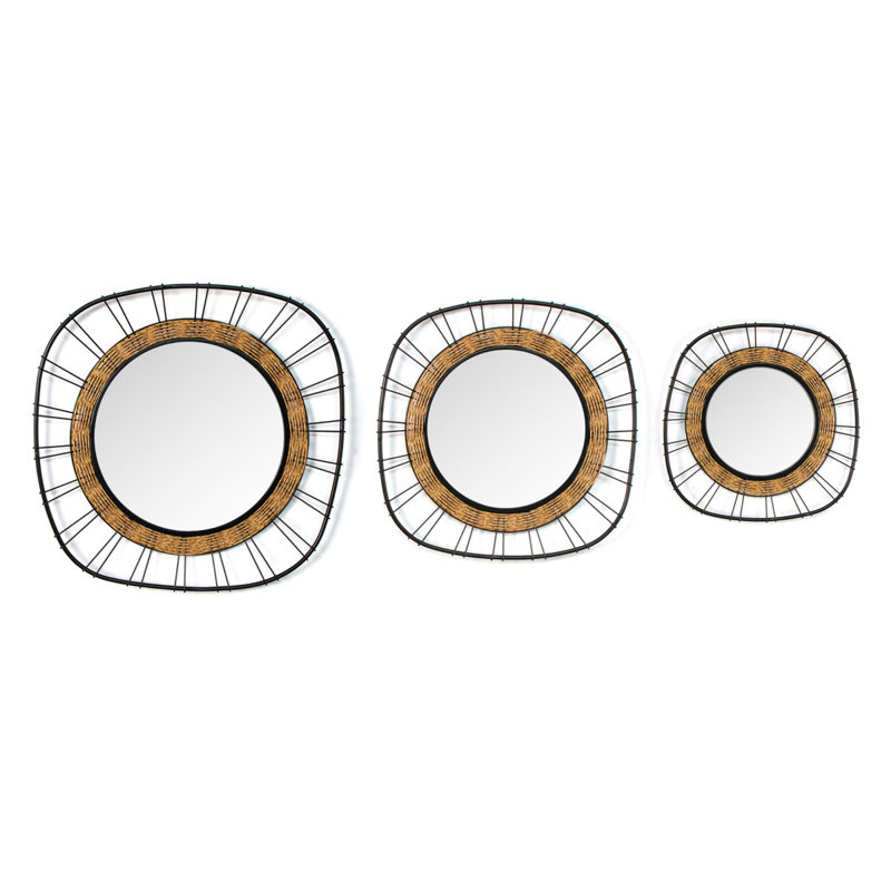 Amilea Metal And Glass Round Mirror