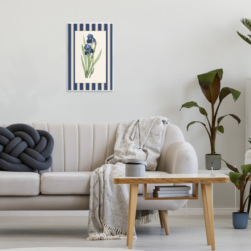 «Iris Study over Stripes», plaque murale par Corinne Haig, H 15 po x l 10 po