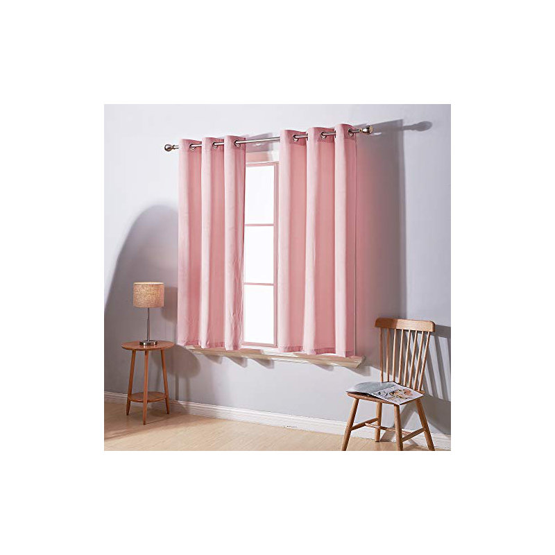 Paire de rideaux occultant en polyester, Rose, L 38 po x L 16 po