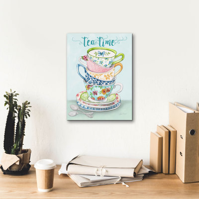 «Watercolor Teacups-a» par Jean Plout, art mural sur toile