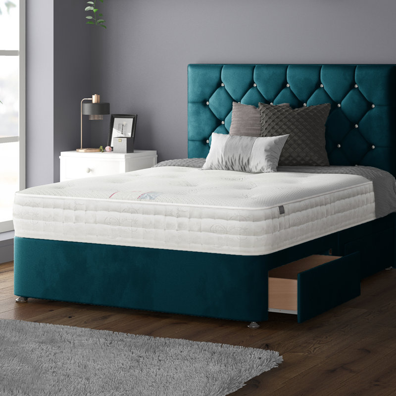 Eberhardt Divan Bed Base, Super King (6'), 2 Foot-end Drawers, Mallard