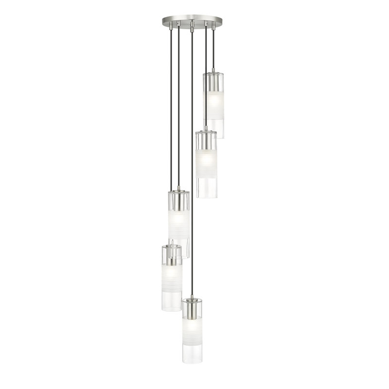 Lustre à 5 lumières Premislao, Nickel brossé
