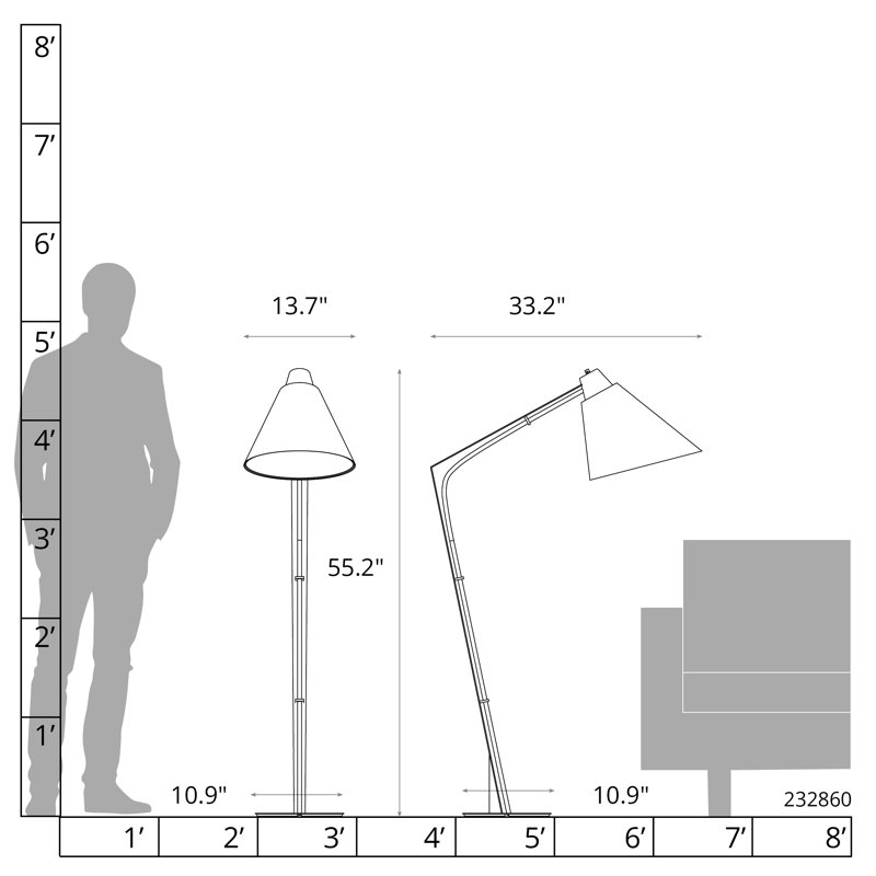 Reach 55.2" Task Floor Lamp, Flax, Soft Gold