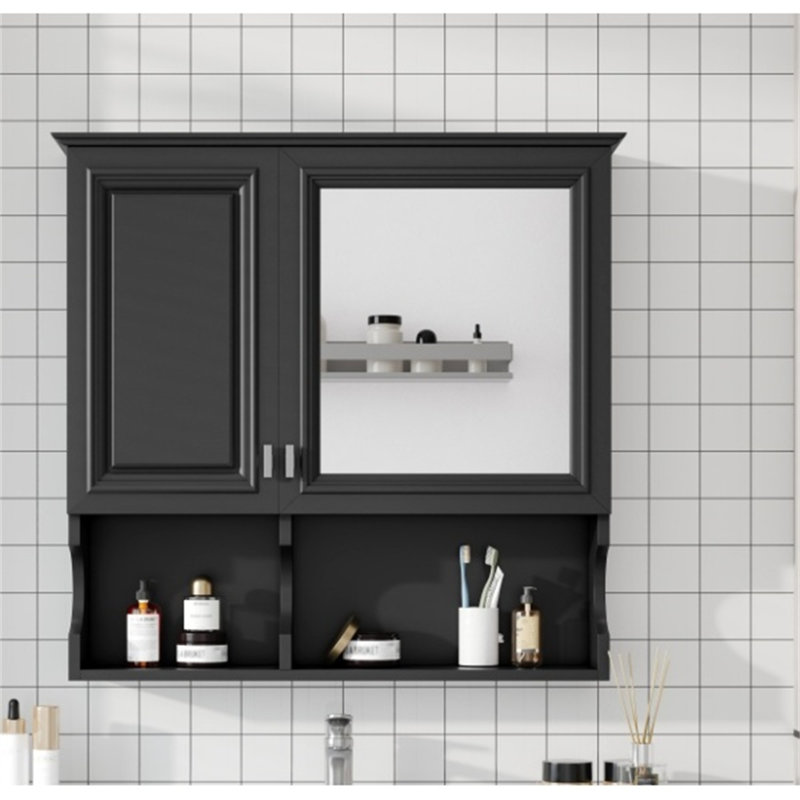 Cabinet Armoire à miroir murale de salle de bain de 30 pouces】 - Tablettes ouvertes, couches réglables et rangement au-dessus de la toilette
