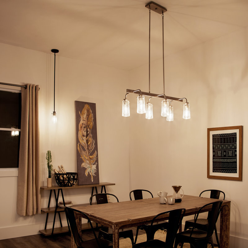 Luminaire suspendu linéaire à 6 lumières pour îlot de cuisine Emest