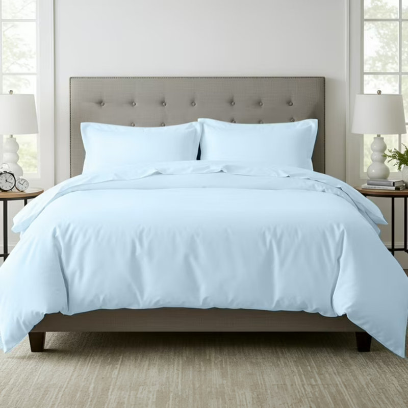 Ensemble de housse de couette 100% coton 3 pièces Beddora - Doux, respirant, literie de qualité hôtelière avec fermeture à boutons, contexture de 200 fils, avec housse de couette et taies décoratives