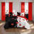 Queen Size 9-Piece Red Rose Two-Tone Bedding & Curtain Set (Queen) - Quilted Microfiber Bedspread + Sheer Drapes-117028854