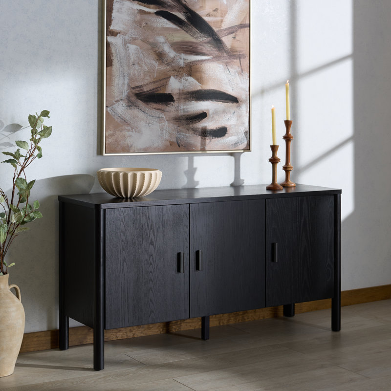 Kaplan Wood 3-Door Sideboard, Black