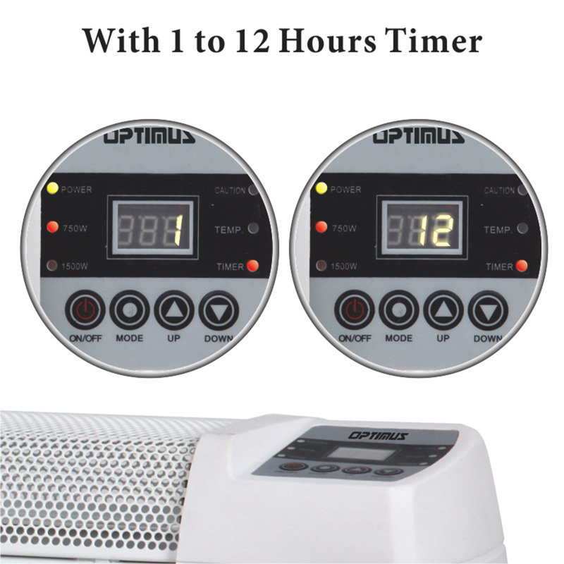 Optimus 30" White Electric Baseboard Convection Heater with Thermostat