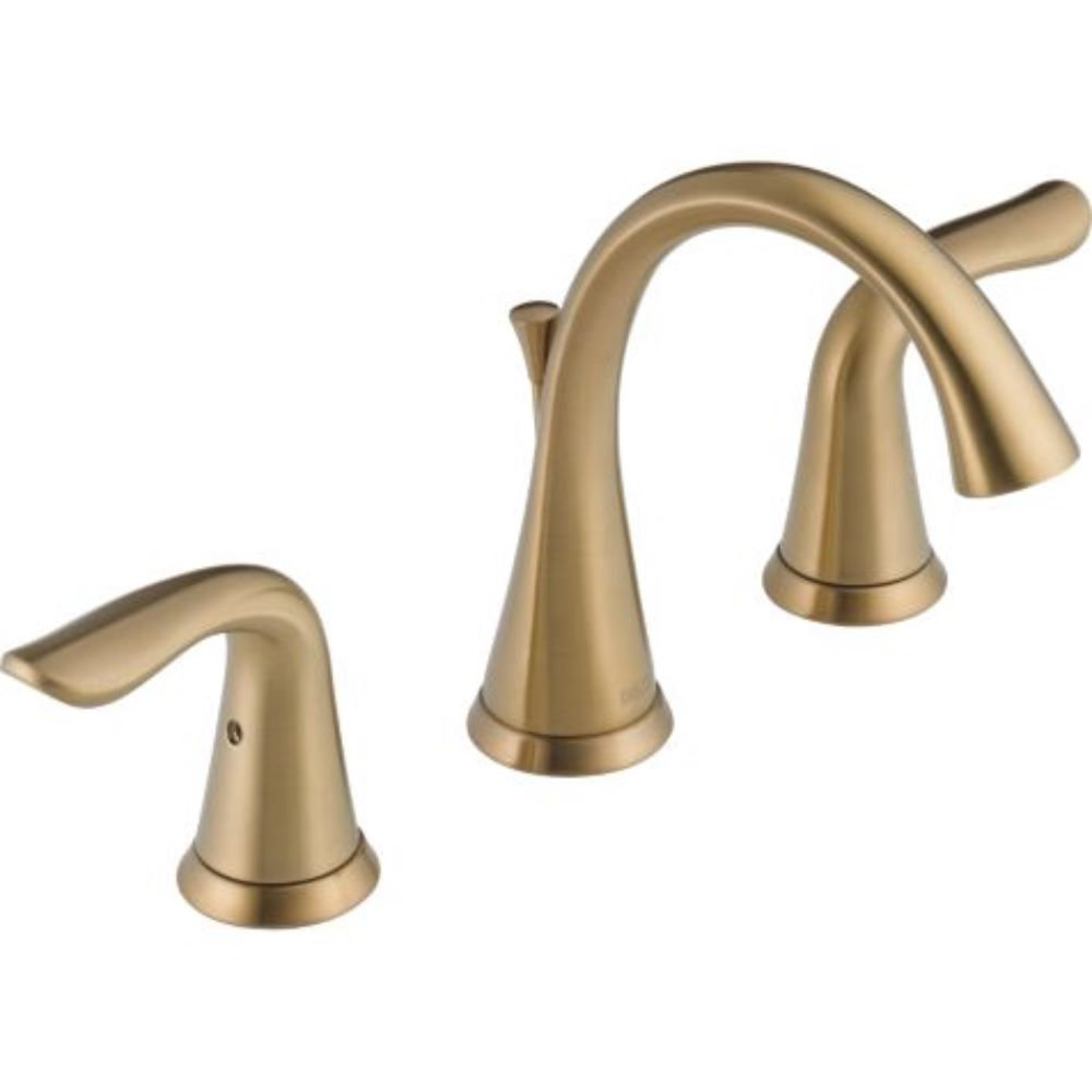 Lahara Widespread Bathroom Faucet 3 Hole, 2-handle Bathroom Sink Faucet with Drain Assembly Delta Finish: Brilliance Champagne Bronze