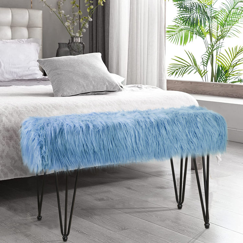 Keilia Upholstered Ottoman, Blue