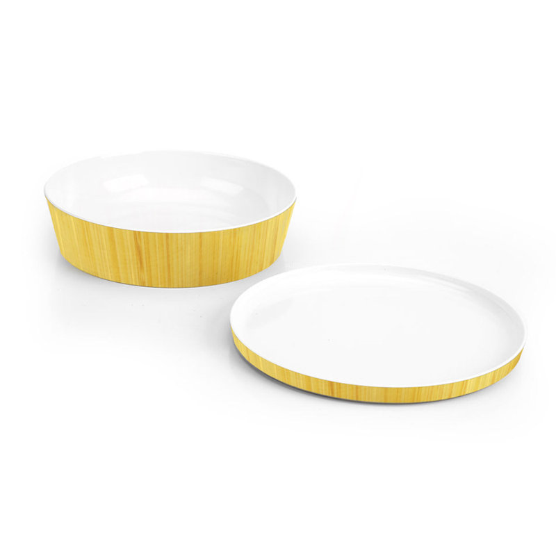 Ebern Designs Shirlee Melamine Serving Bowl, Bamboo Beige