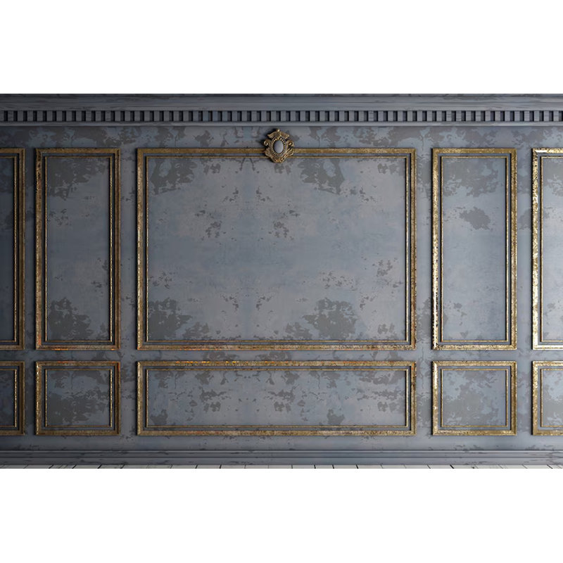 Antique Gold Framed Gray Panel Wall Mural, 192" L x 108" W