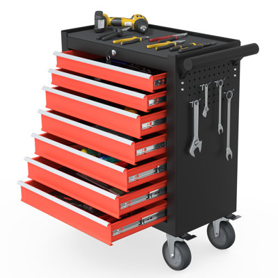 Efficient Storage Tool Cart & Worktable With Smooth Drawer Slides And Versatile Organization