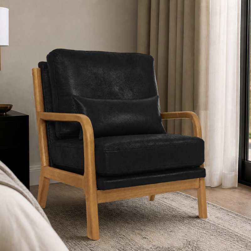 Chaise longue en bois, Polyester-Black